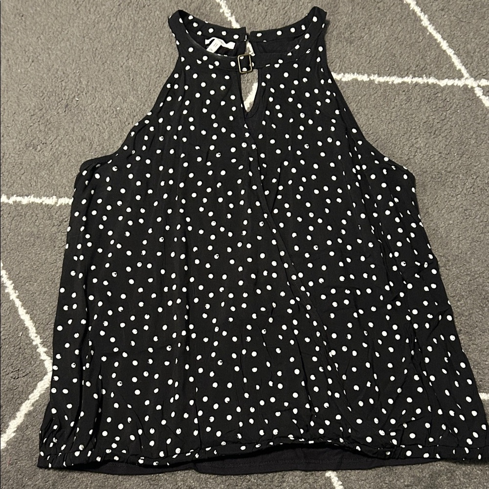 Maurices Black Polka Dot Halter Neck Tank Top - This is a wrap tank